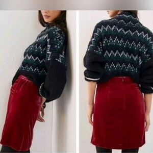 Anthropologie Montie Velvet Mini Skirt Raspberry Sz 6 NWT